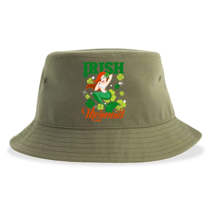 Funny Irish Mermaid St Patrick Day Gift Who Lover Mermaid Cute Gift Sustainable Bucket Hat