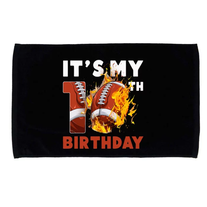 Funny It's My 10th Birthday 10 Years Old Football Ball Microfiber Hand Towel