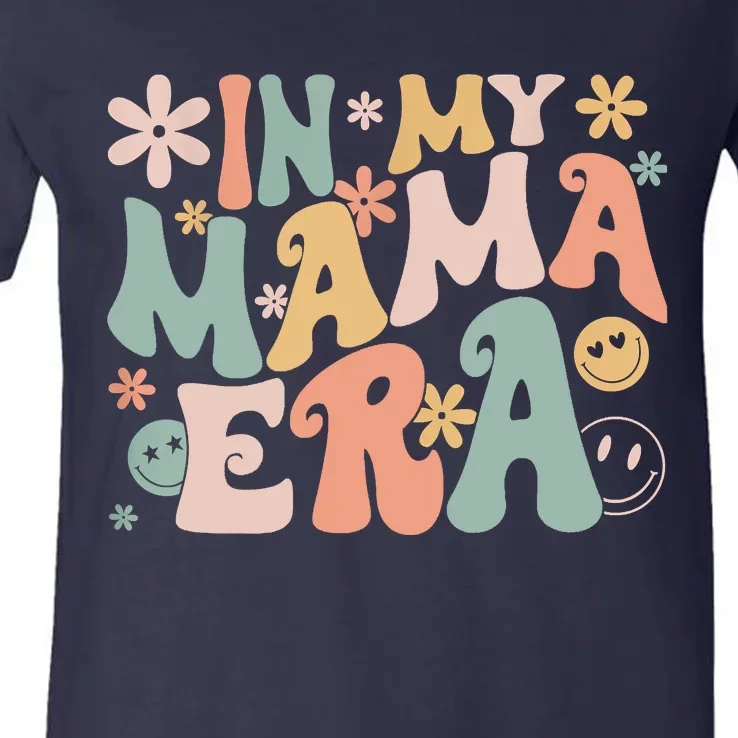 Funny In My Mama Era Lover Groovy Retro Mom Mothers Day V-Neck T-Shirt