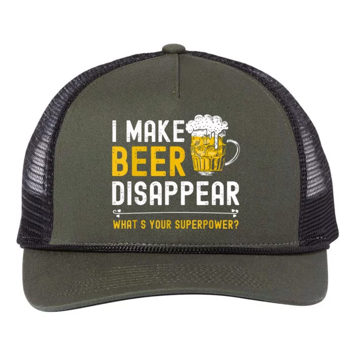 Funny I Make Beer Disappear What's Your Superpower Retro Rope Trucker Hat Cap