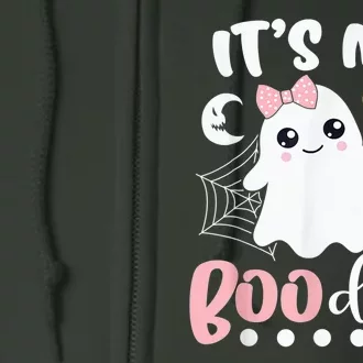 Funny Its My Boo Day Cute Halloween Birthday Ghost Pink Bow Full Zip Hoodie