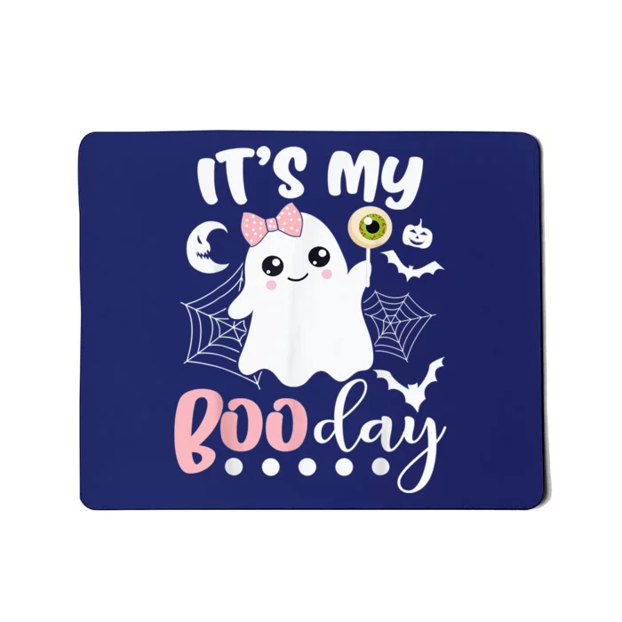 Funny Its My Boo Day Cute Halloween Birthday Ghost Pink Bow Mousepad