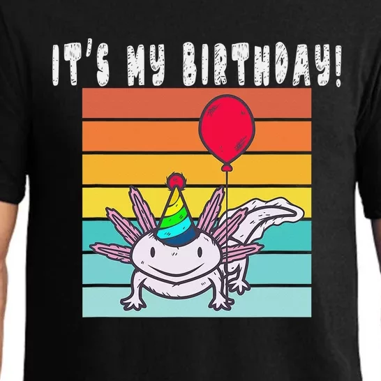 Funny It's My Birthday Axolotl Party Hat & Balloon Pajama Set