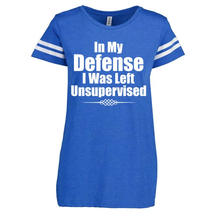 Funny In My Defense I Was Left Unsupervised Enza Ladies Jersey Football T-Shirt