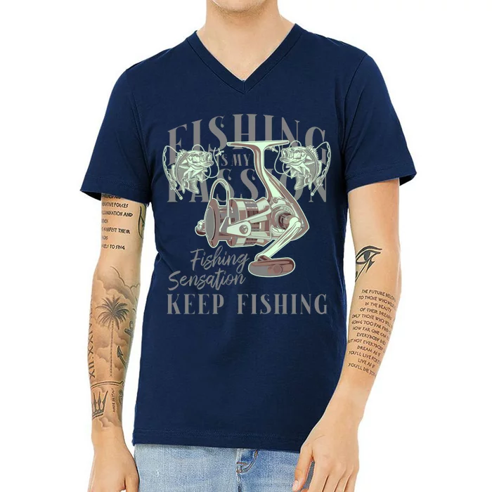 Fishing Is My Passion V-Neck T-Shirt