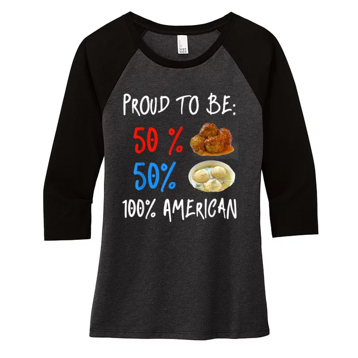 Funny Italian Meat Matzoh Ball Jewish Food Lover Women's Tri-Blend 3/4-Sleeve Raglan Shirt