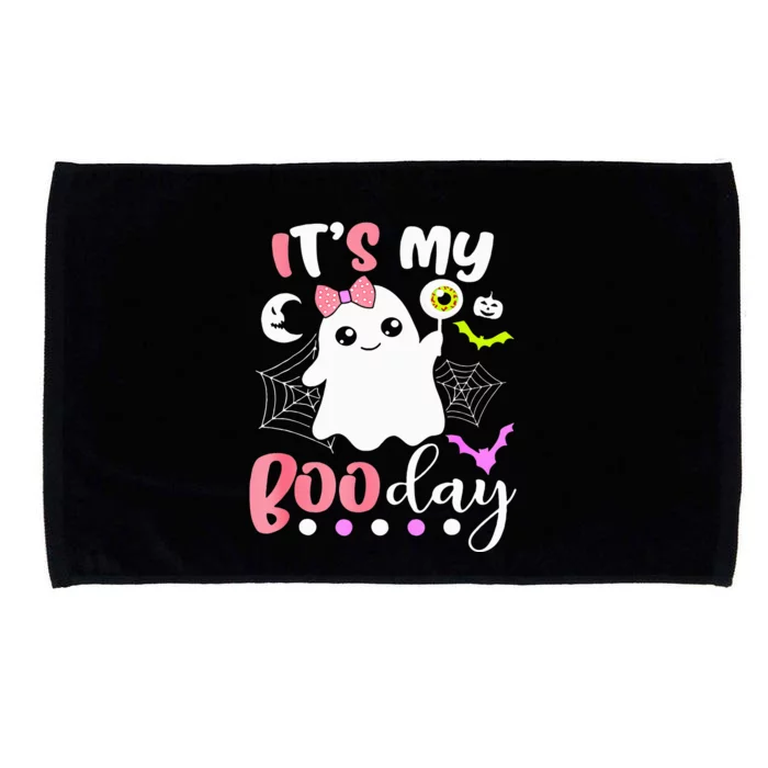 Funny Its My Boo Day Cute Halloween Birthday Ghost Pink Bow Microfiber Hand Towel