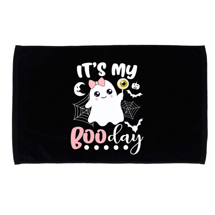 Funny Its My Boo Day Cute Halloween Birthday Ghost Pink Bow Microfiber Hand Towel