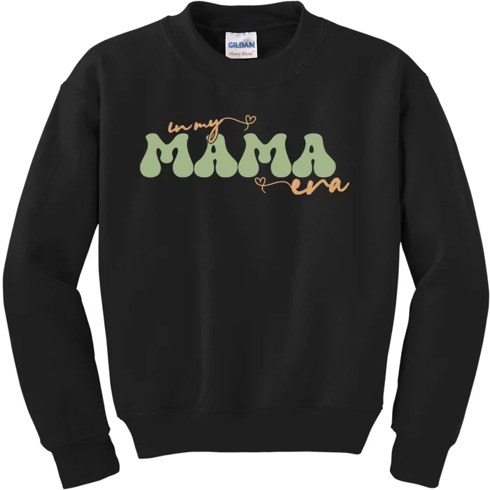 Funny In My Mama Era Lover Groovy Retro Mom Mother's Day Kids Sweatshirt