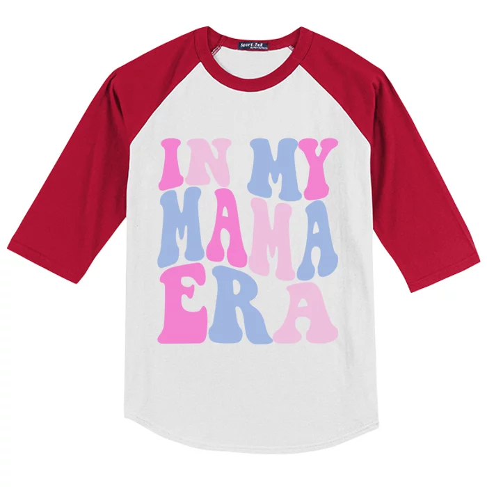 Funny In My Mama Era Lover Groovy Retro Mom Mothers Day Kids Colorblock Raglan Jersey