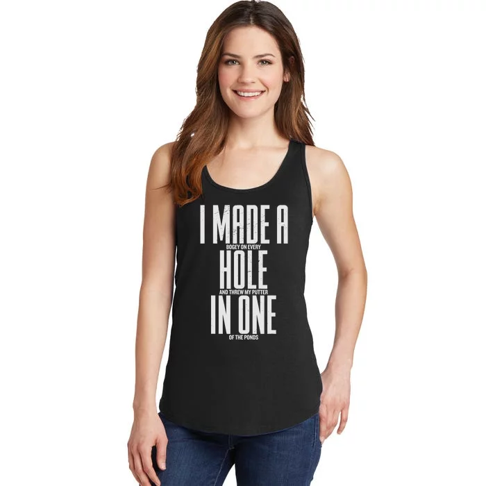 Funny I Made A Hole In One Disc Golf And Golfing Ace Gift Ladies Essential Tank