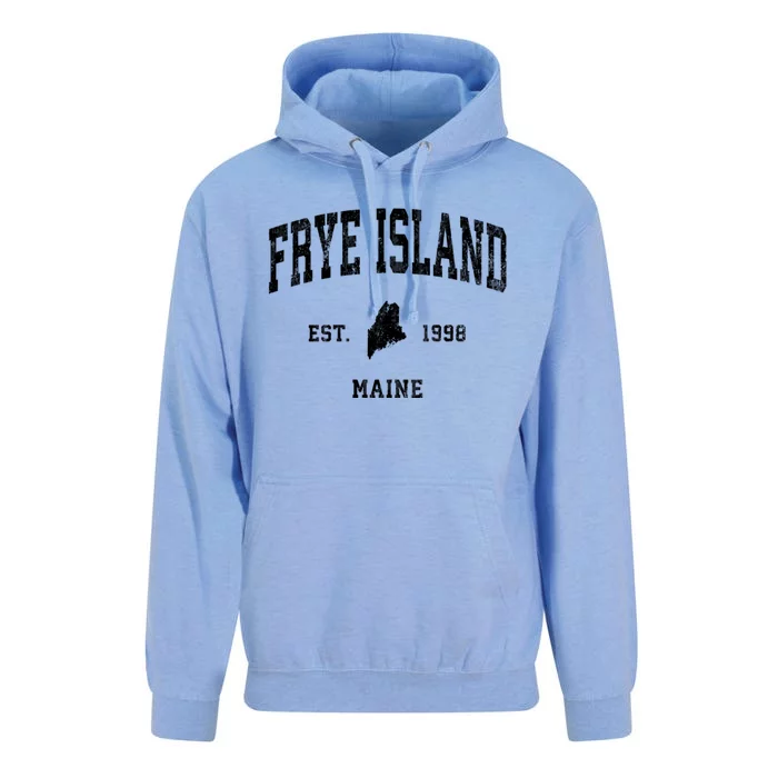 Frye Island Maine Me Vintage Athletic Unisex Surf Hoodie