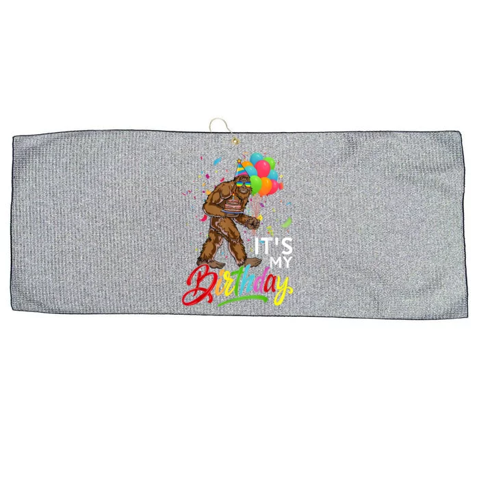 Funny ItS My Birthday Bigfoot Sasquatch Party Celebration Large Microfiber Waffle Golf Towel