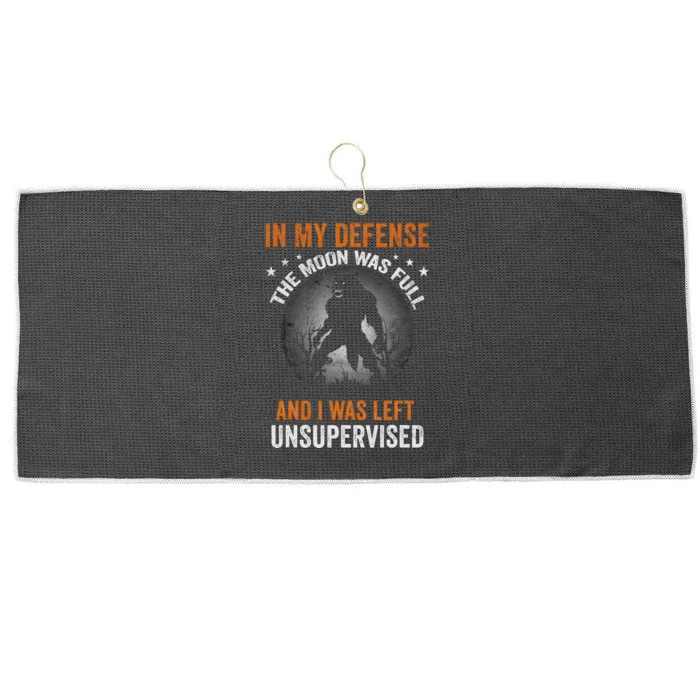 Funny In My Defense Werewolf Halloween Moon Large Microfiber Waffle Golf Towel