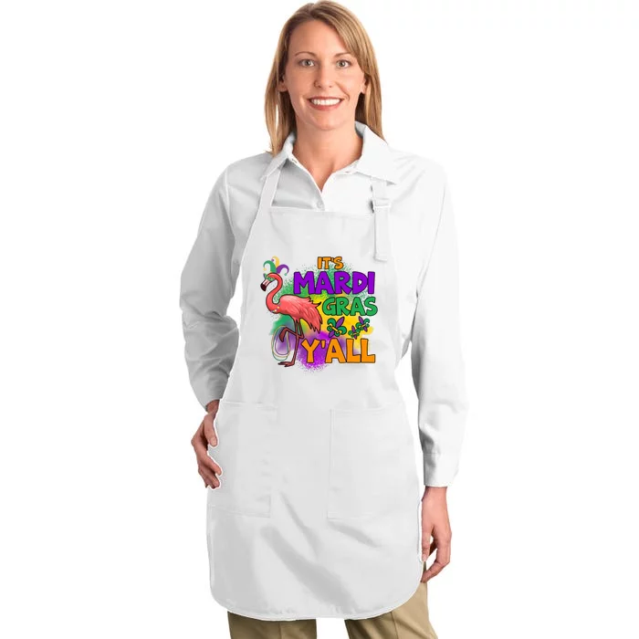 Flamingo ItS Mardi Gras YAll Full-Length Apron With Pocket