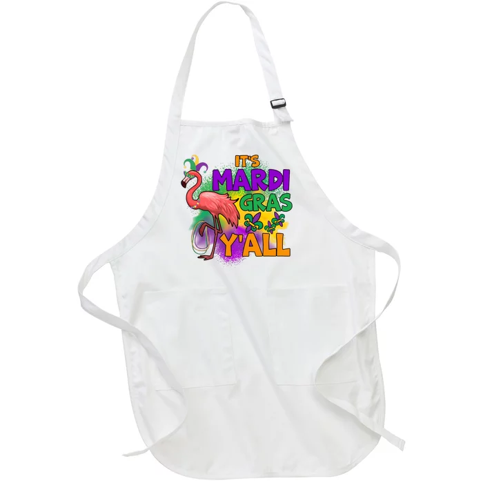 Flamingo ItS Mardi Gras YAll Full-Length Apron With Pocket