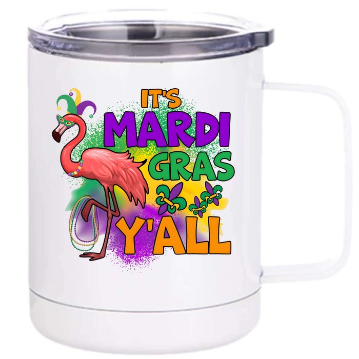 Flamingo ItS Mardi Gras YAll 12 oz Stainless Steel Tumbler Cup