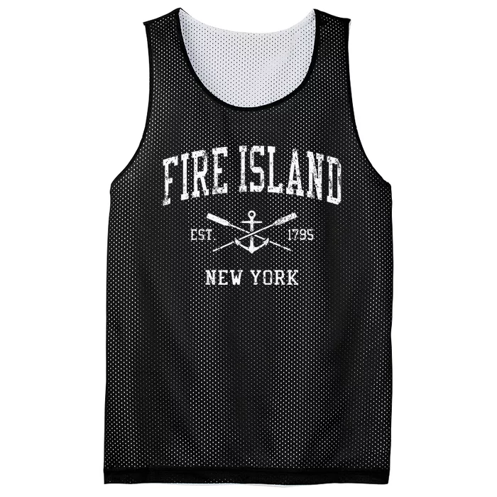 Fire Island Ny Vintage Crossed Oars & Boat Anchor Mesh Reversible Basketball Jersey Tank