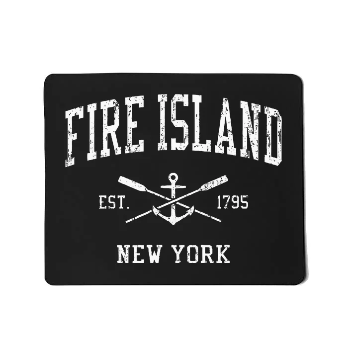 Fire Island Ny Vintage Crossed Oars & Boat Anchor Mousepad