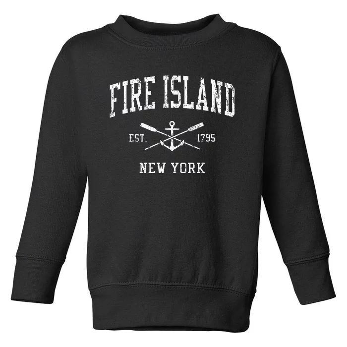 Fire Island Ny Vintage Crossed Oars & Boat Anchor Toddler Sweatshirt