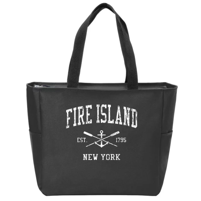 Fire Island Ny Vintage Crossed Oars & Boat Anchor Zip Tote Bag