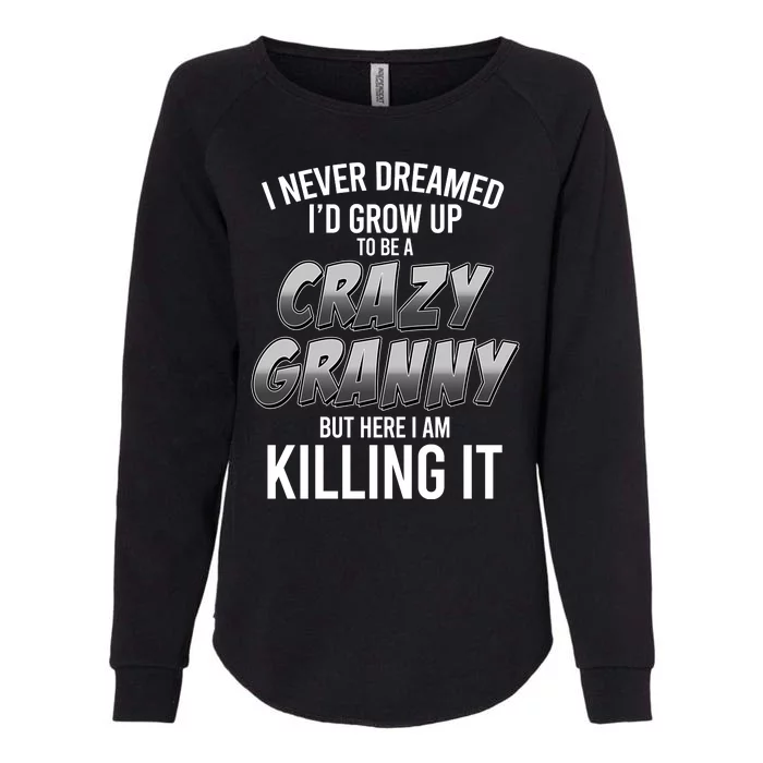 Funny I Never Dreamed I'd Grow Up To Be A Crazy Granny Womens California Wash Sweatshirt