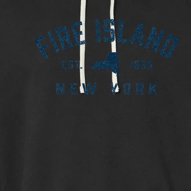 Fire Island New York Preppy Throwback Retro Souvenir Garment-Dyed Fleece Hoodie