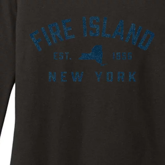 Fire Island New York Preppy Throwback Retro Souvenir Womens CVC Long Sleeve Shirt