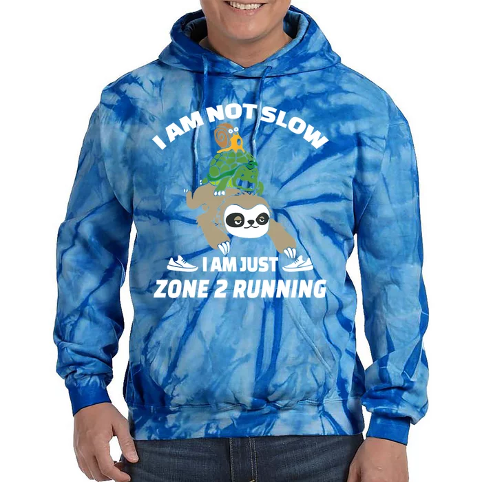 Funny Im Not Slow Just Zone 2 Running Sloth Runner Team Gift Tie Dye Hoodie