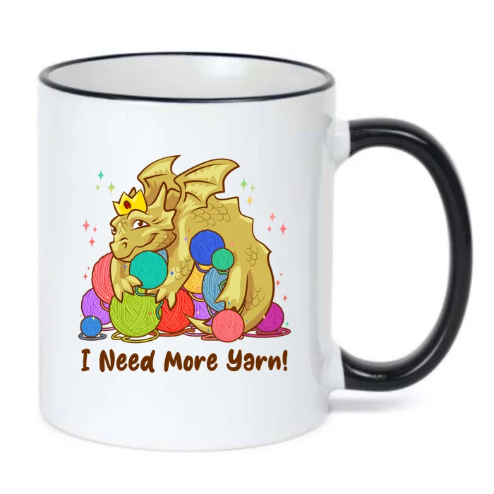 Funny I Need More Yarn Dragon Hoarding Yarn Black Color Changing Mug