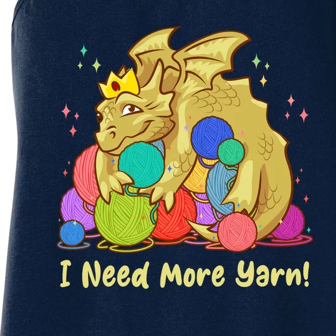 Funny I Need More Yarn Dragon Hoarding Yarn Women's Racerback Tank