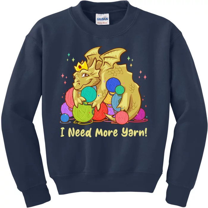 Funny I Need More Yarn Dragon Hoarding Yarn Kids Sweatshirt