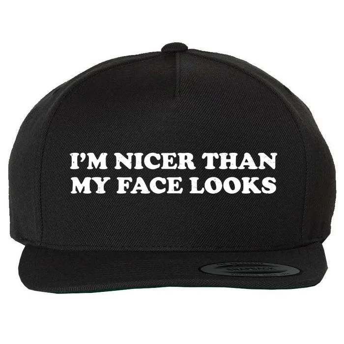 Funny Im Nicer Than My Face Looks Wool Snapback Cap