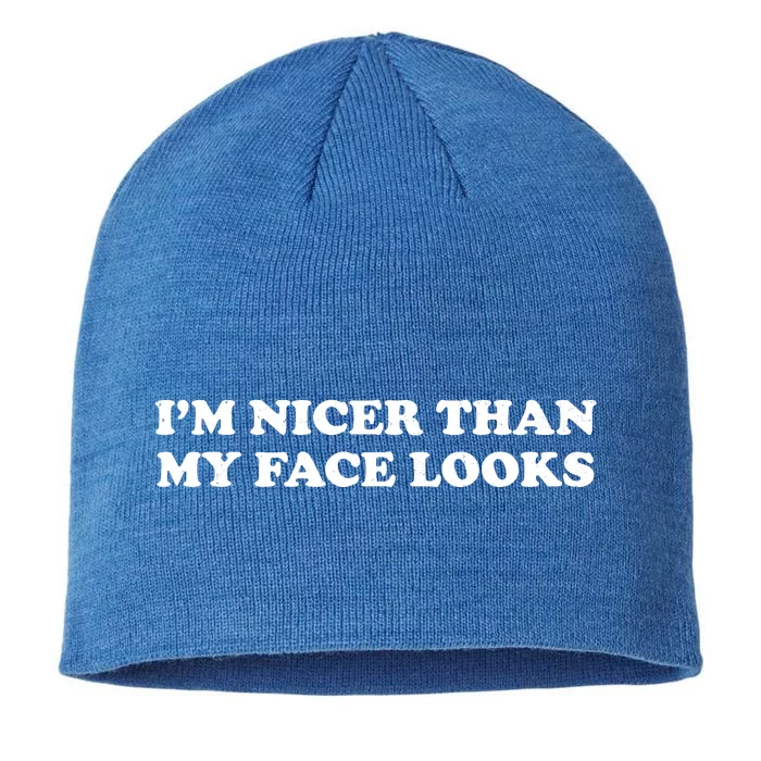 Funny Im Nicer Than My Face Looks 8 1/2in Sustainable Knit Beanie