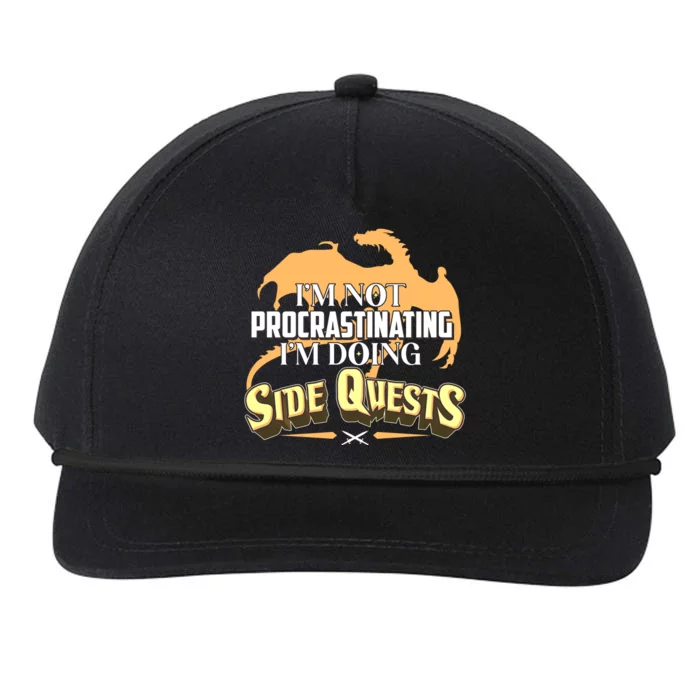 Funny I'm Not Procrastinating I'm Doing SIde Quest Dungeon And Dragons Fan Snapback Five-Panel Rope Hat