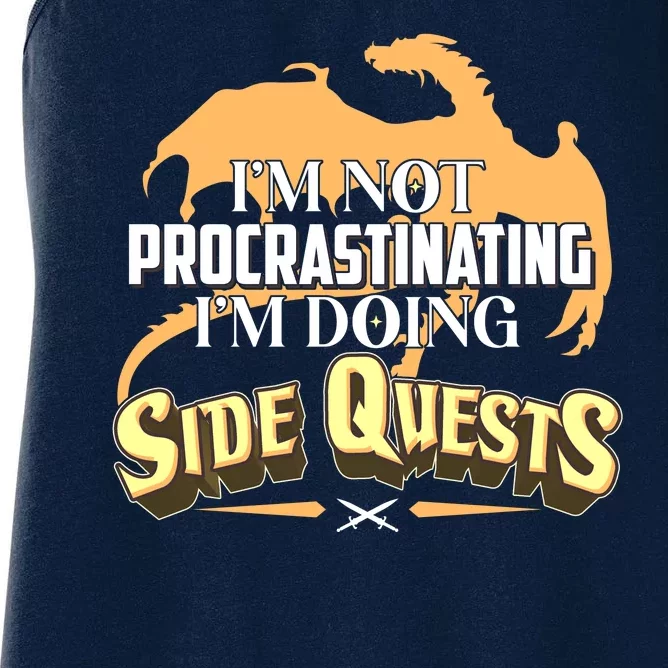 Funny I'm Not Procrastinating I'm Doing SIde Quest Dungeon And Dragons Fan Women's Racerback Tank