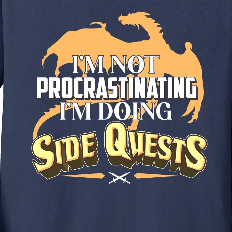 Funny I'm Not Procrastinating I'm Doing SIde Quest Dungeon And Dragons Fan Kids Long Sleeve Shirt