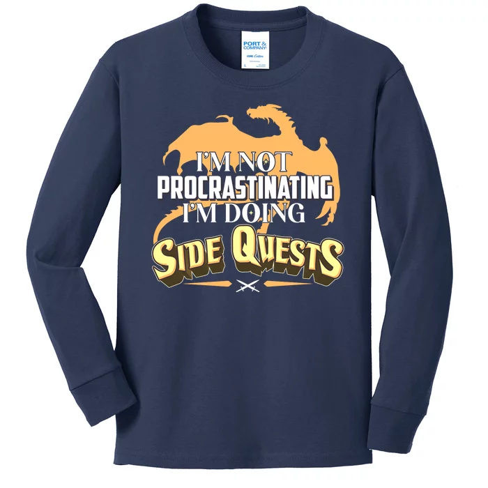 Funny I'm Not Procrastinating I'm Doing SIde Quest Dungeon And Dragons Fan Kids Long Sleeve Shirt