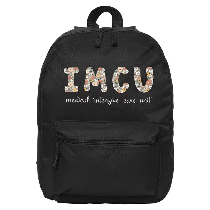 Floral Imcu Nurse Intermediate Care Unit Nurse Appreciation 16 in Basic Backpack