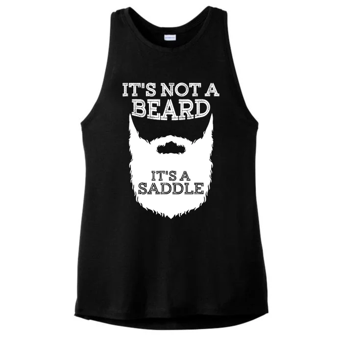 Funny Its Not A Beard Its A Saddle Gift Beard Lover Ladies Tri-Blend Wicking Tank