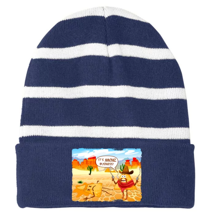 Funny It's Nacho Business Striped Beanie with Solid Band