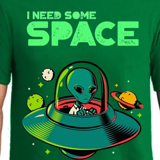 Funny I Need Some Space Mental Health Awareness Ufo Alien Pajama Set