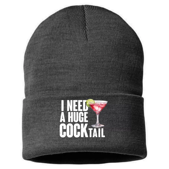 Funny I Need A Huge Cocktail Drink Humor Sustainable Knit Beanie