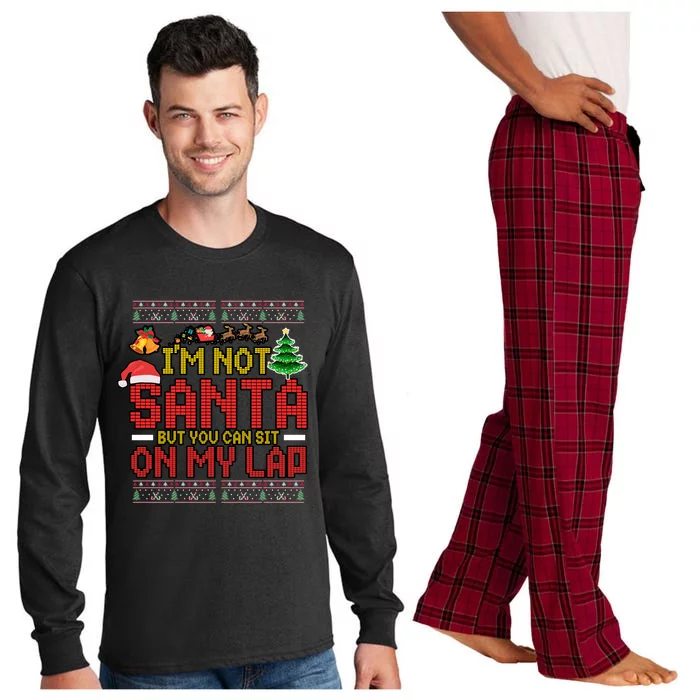 Funny Im Not Santa But You Can Sit On My Lap Ugly Xmas Cute Gift Long Sleeve Pajama Set