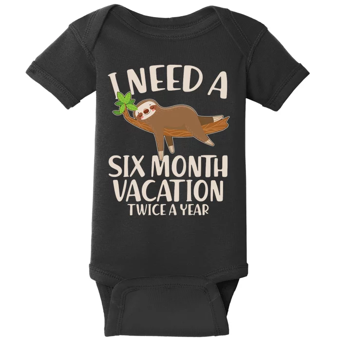 Funny I Need A Six Month Vacation Twice A Year Baby Bodysuit