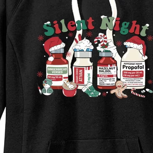 Funny Icu Nurse Christmas Silent Night Gift Women's Fleece Hoodie