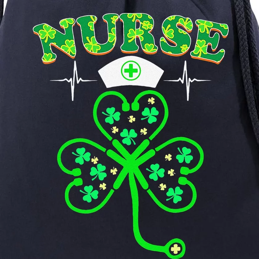 Funny Irish Nurse Stethoscope Scrub St Patricks Day Nurses Women Drawstring Bag