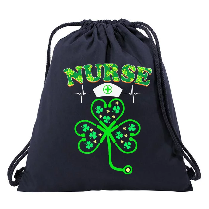 Funny Irish Nurse Stethoscope Scrub St Patricks Day Nurses Women Drawstring Bag