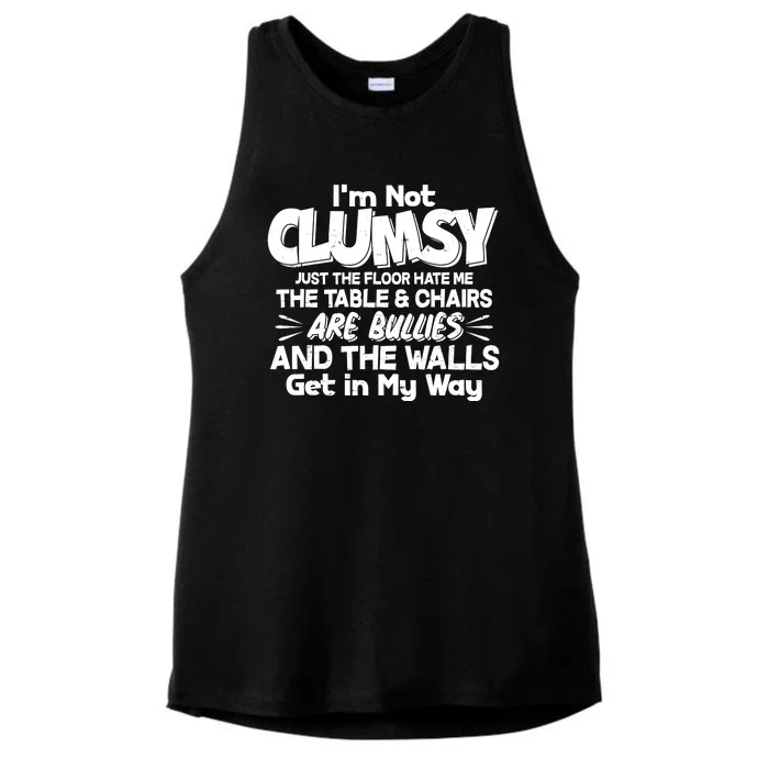 Funny I'm Not Clumsy Ladies Tri-Blend Wicking Tank