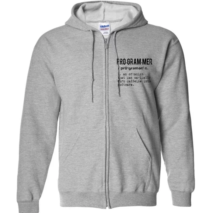 Funny IT Nerd Geek Programmer Definition Tee Full Zip Hoodie